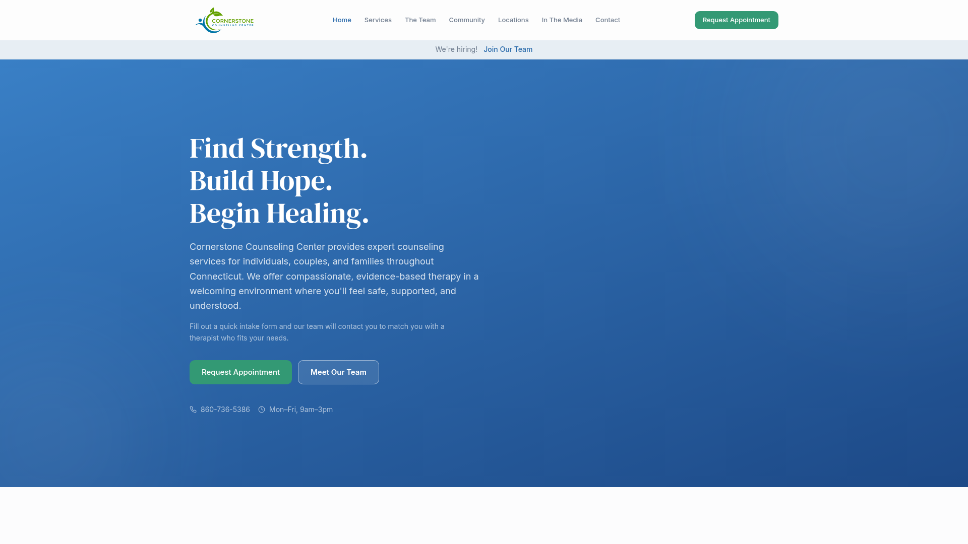 Cornerstone Counseling Center website screenshot