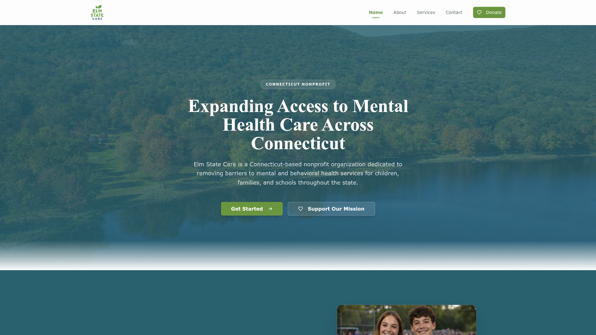 Elm State Care website screenshot